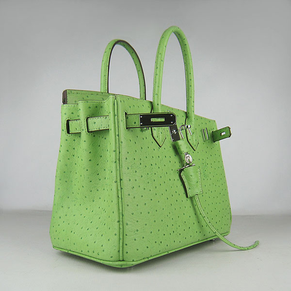 Replica Hermes Birkin 30CM Ostrich Veins Handbag Green 6088 On Sale